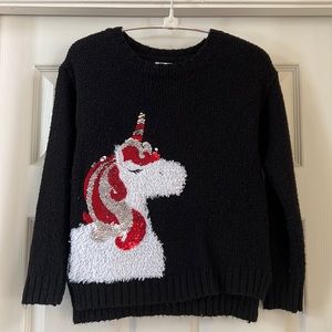 Justice Fuzzy Sequined Unicorn Sweater